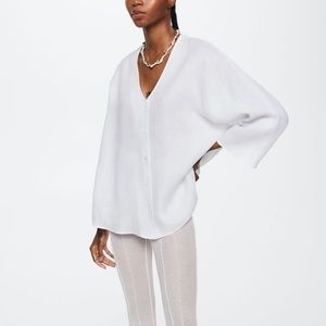 Mango White Linen Blouse - New w/o tags